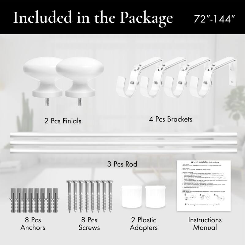 Meriville 1-Inch Diameter Prima Single Window Curtain Rod