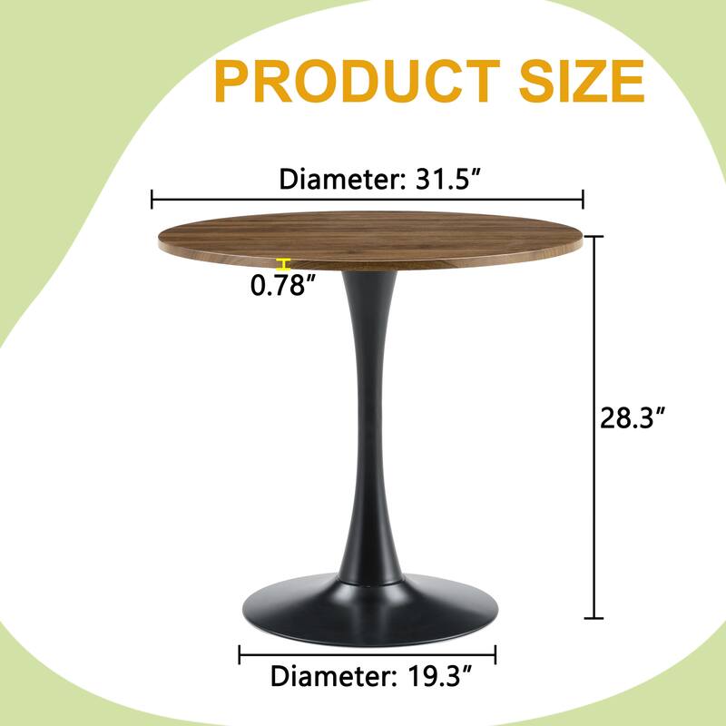 Kitchen Table with Thickened Tabletop, Round Tulip Dining Table, Bistro Table Circle Table Coffee Table