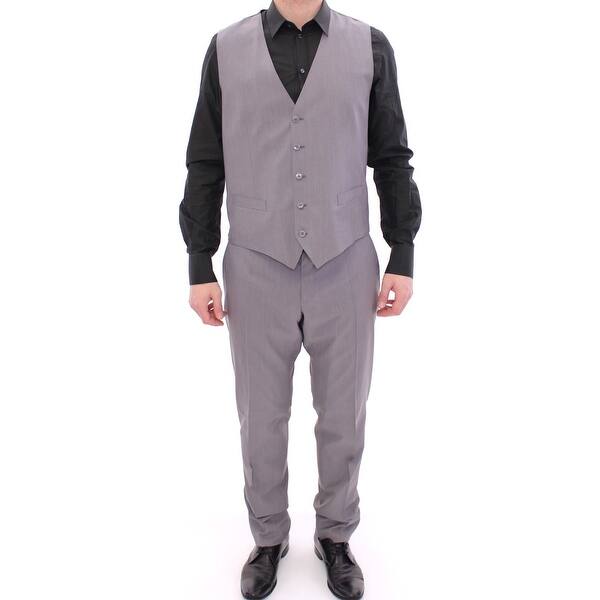 Shop Dolce Gabbana Gray Three Piece Wool Silk Martini Suit