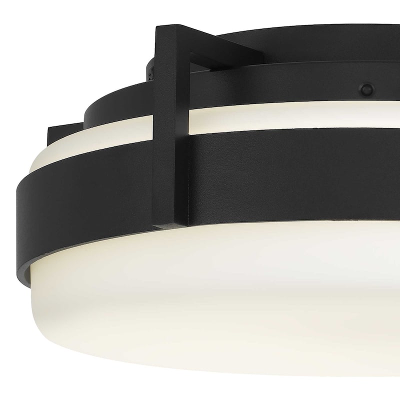 15 Inch Flush Mount LED Ceiling Light Dimmable 5 Color Temperatures Etched Glass - Black