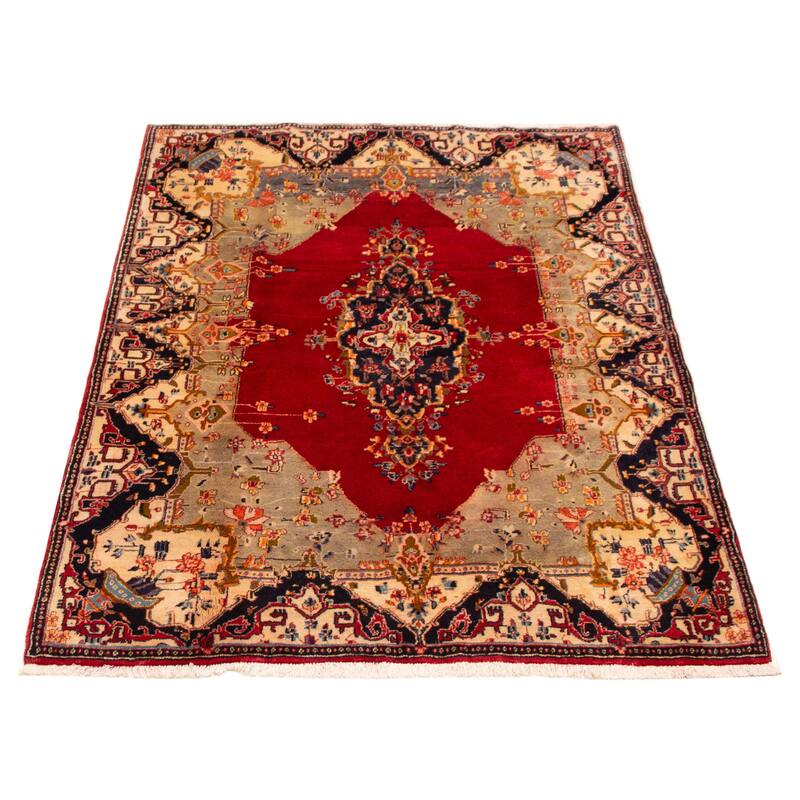 Anadol Navy, Red Rug 4'3" x 6'11" - 5'5 x 7'7