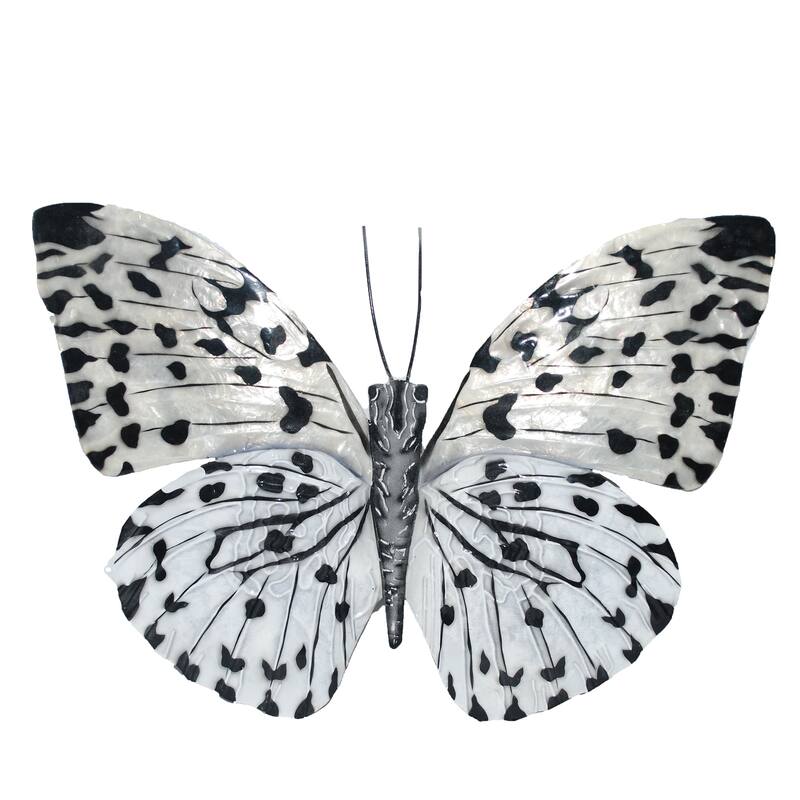 Eangee Handmade Butterfly Capiz Shell Wall Decor Black And White, 11 x 1 x 8 in.