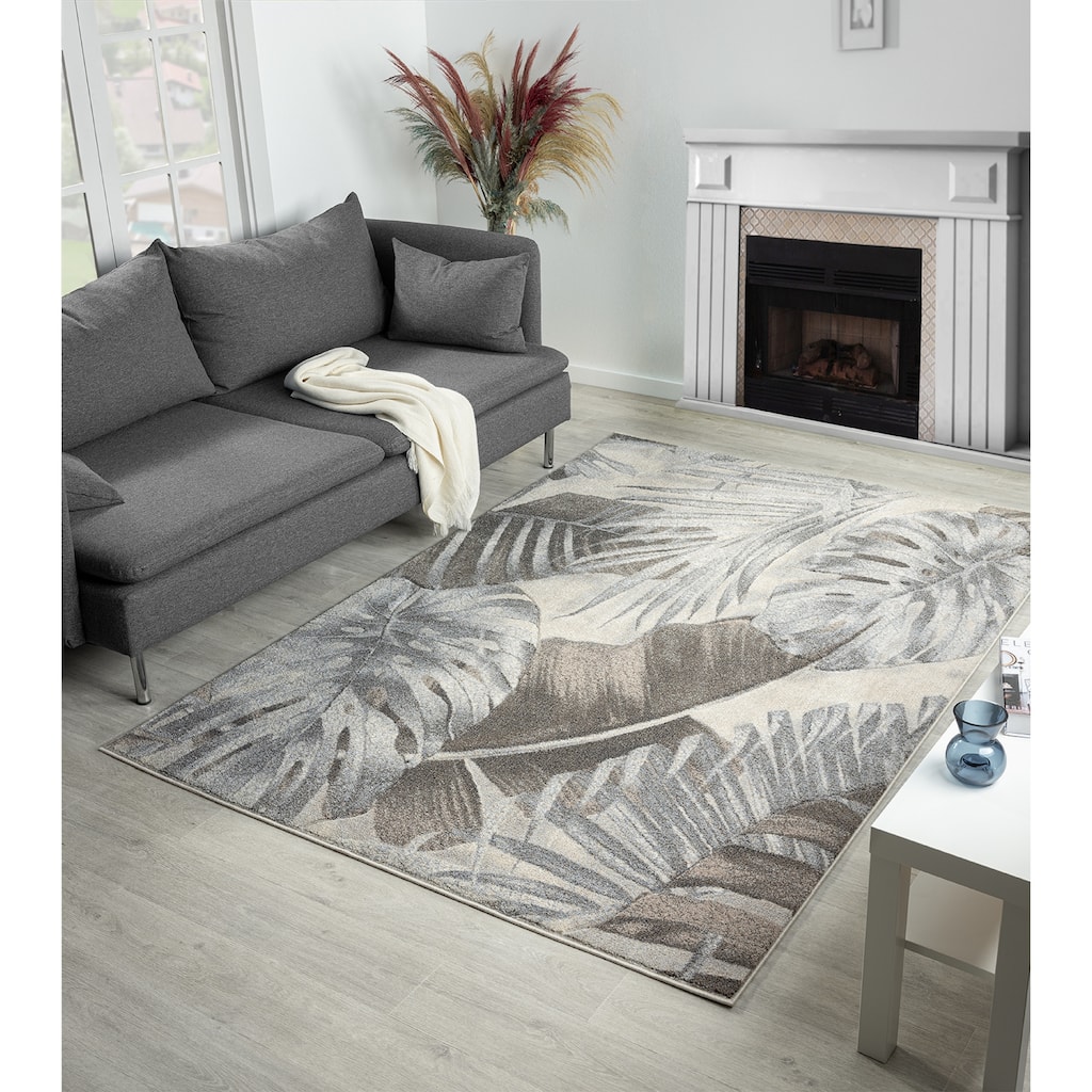 Fresco Collection Dark Grey/Light Grey Abstract Area Rug