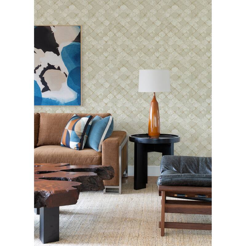 A-Street Prints Pilak Gold Ogee Tile Wallpaper