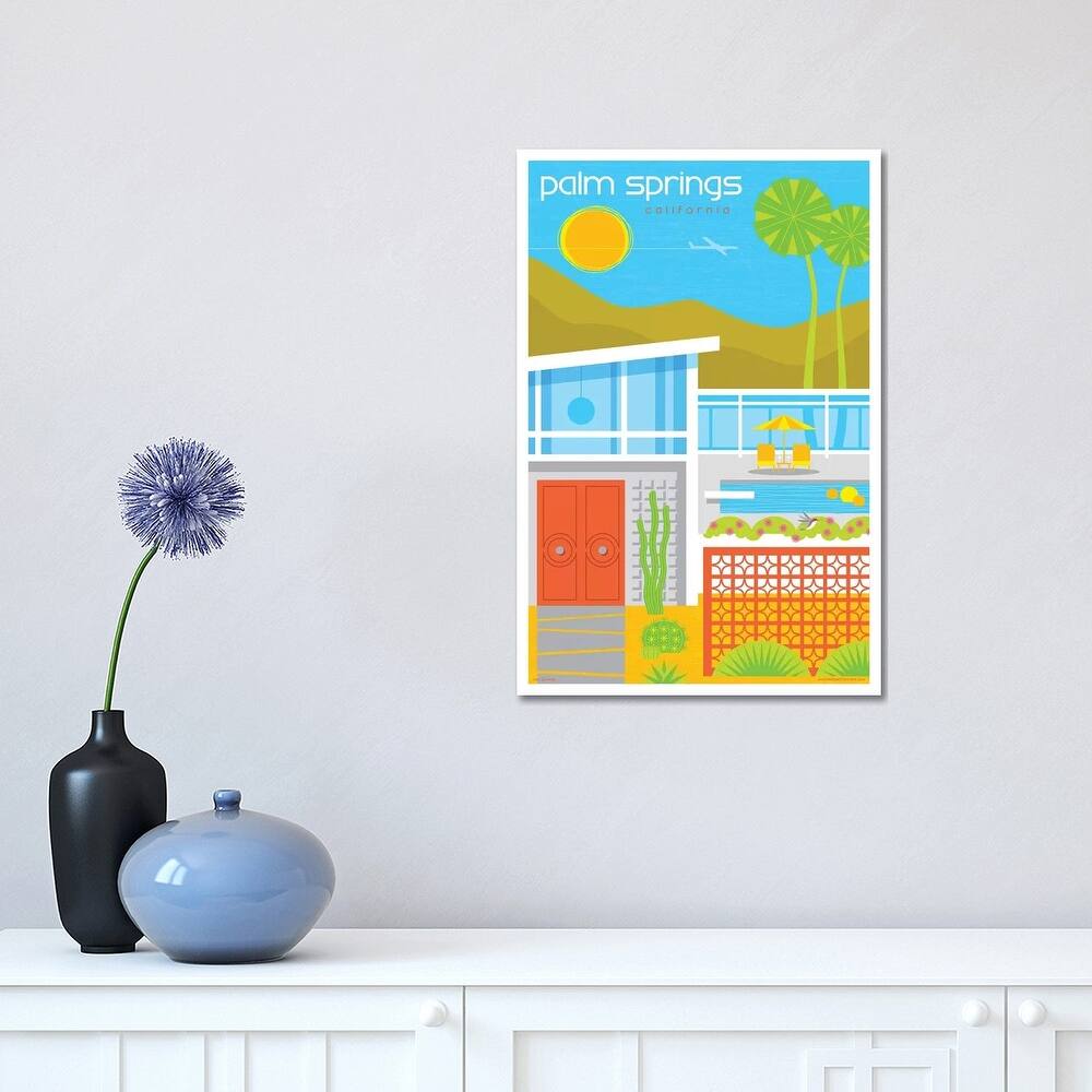 iCanvas "Palm Springs Mid Century House Travel Poster" by Jim Zahniser Canvas Print