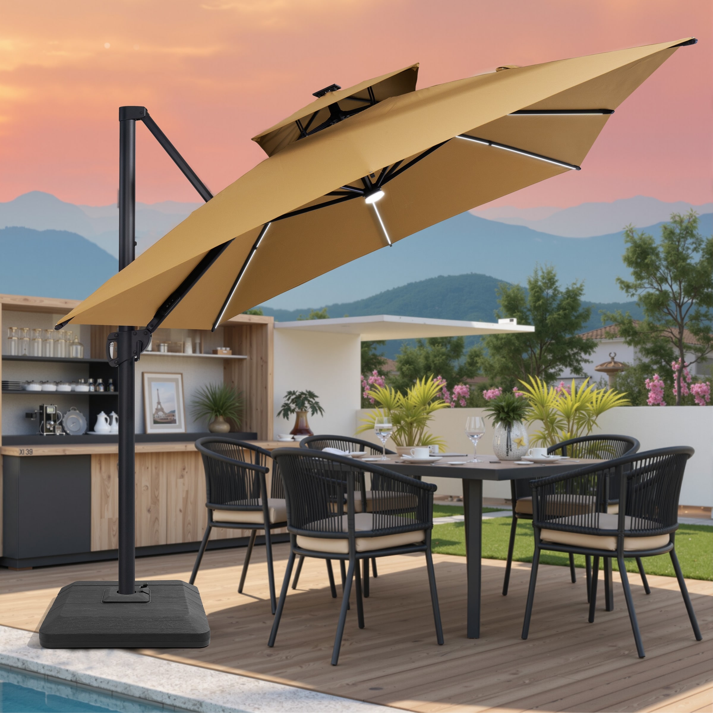 discount patio umbrella base Outsunny for Outdoor & Poolside Umbrellas 11583100 the 27 lbs Color:Dusty Sage Flip‑Up Motorbike Helmets –