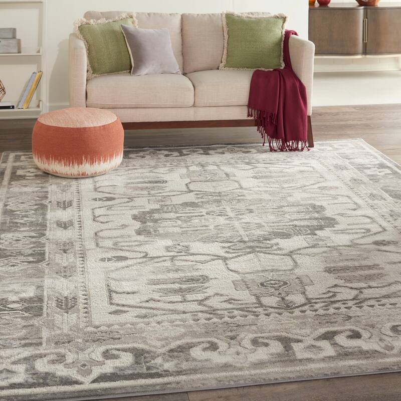 Nourison Cyrus Modern Persian Ivory Grey Area Rug