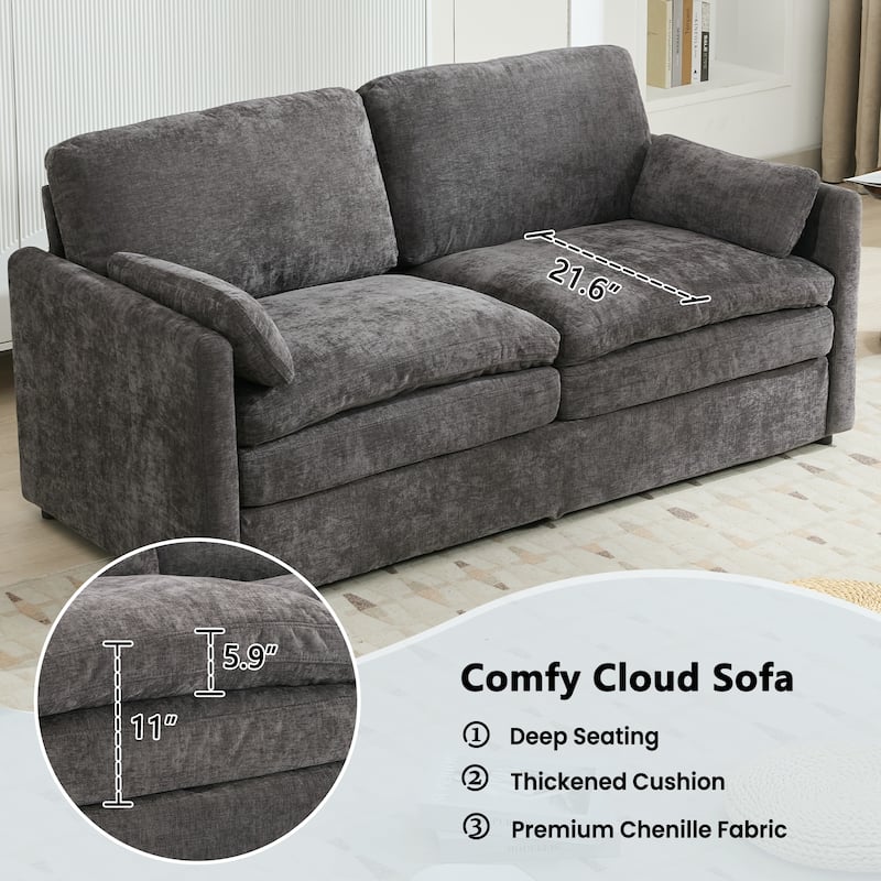 Roomfitters Oversized Upholstered Loveseat Sofa with Plush Double Cushions, Cloud-Inspired Comfy Couch