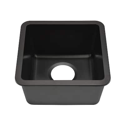 15 Inch Lexicon Platinum Quartz Composite Drop-in Undermount Single Bowl Galaxy Black Kitchen Sink LP-1515-K-SO - 15x15