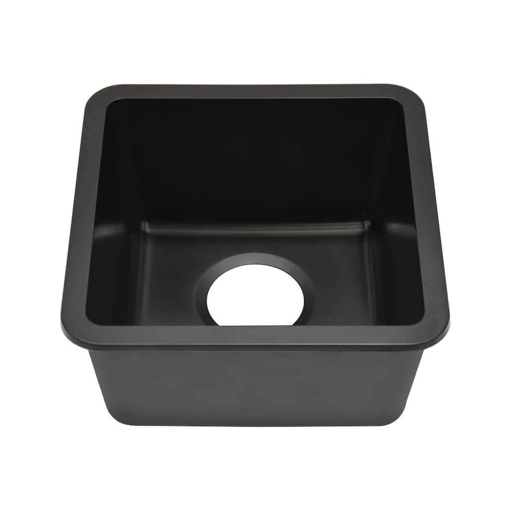 15 Inch Lexicon Platinum Quartz Composite Drop-in Undermount Single Bowl Galaxy Black Kitchen Sink LP-1515-K-SO - 15x15