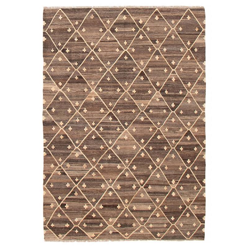 Sivas Brown Kilim 5'9" x 8'3" - 5'9 x 8'3 - Dark Brown - 5'9 x 8'3