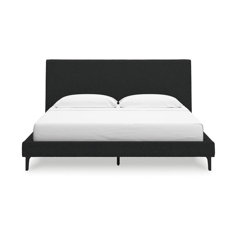 Signature Design by Ashley Cadmori Black Upholstered Bed with Roll Slats