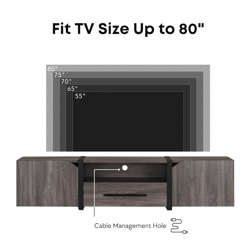 Sawa Rustic 81-inch 5-Shelf Multi-functional Storage TV Console by Strick & Bolton
