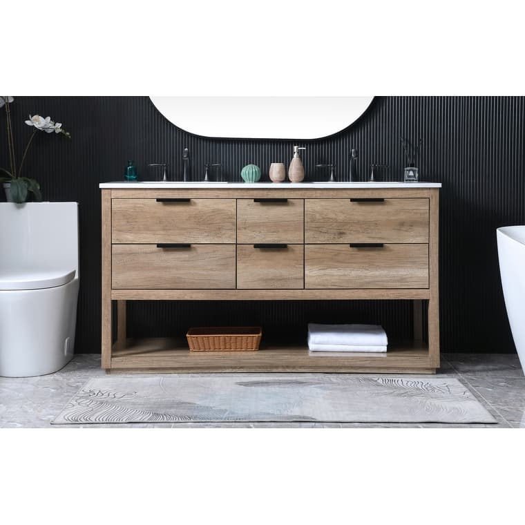 Elegant Lighting VF19260D Larkin 60" Free Standing Double Basin Vanity