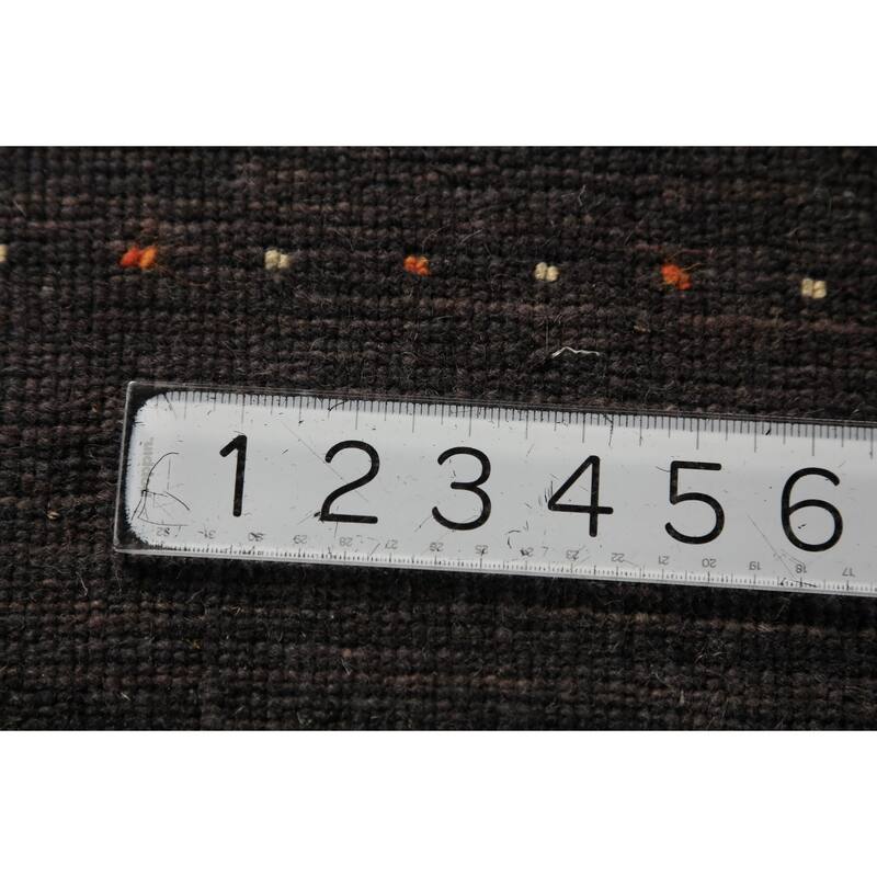 Tribal Gabbeh Area Rug Hand-Knotted Oriental Brown Wool Carpet - 8'1" x 9'10"