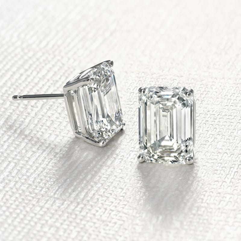 Auriya Natural Emerald-Cut 4-Prong Diamond Stud Earrings 1.00 to 3.00 ct. tw. Push-Back (F-G VS)