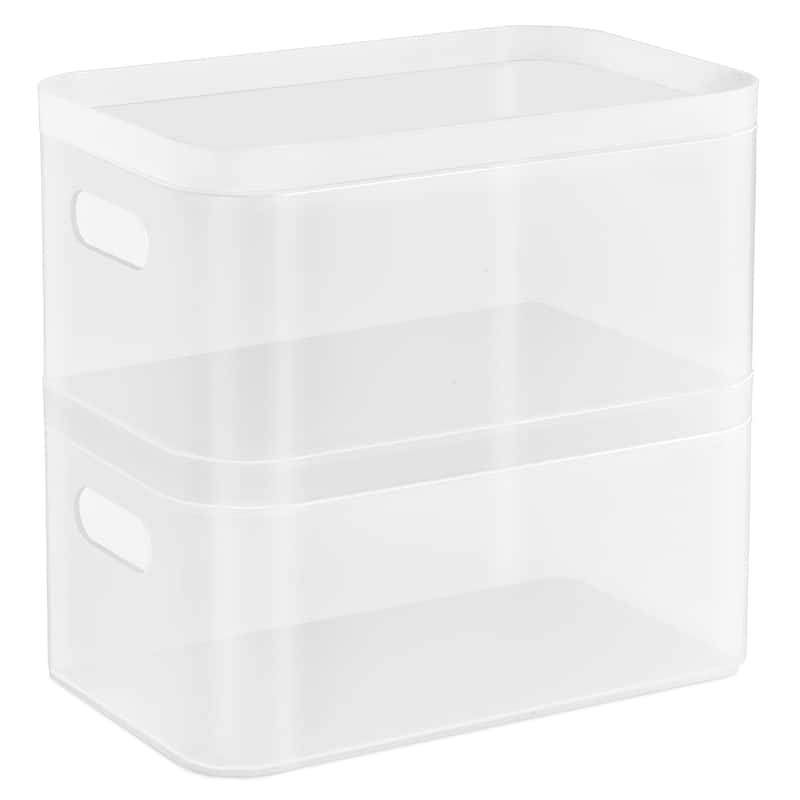 Sorbus Stackable Frosted Organizer and Storage Bins (2 Pack) - 6.25" L x 9.5" W x 4.5" H