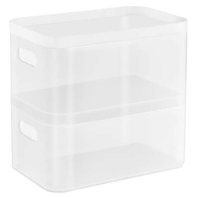 Sorbus Stackable Frosted Organizer and Storage Bins (2 Pack) - 6.25" L x 9.5" W x 4.5" H