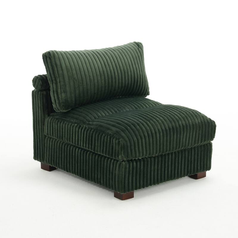 Plush Cotton Flannel Modular Sectional Sofa with 2 Ottomans