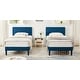 preview thumbnail 42 of 58, VECELO Tufted Upholstered Kids Bed with Adjustable Headboard,Twin Size Bed Set of 2 Blue