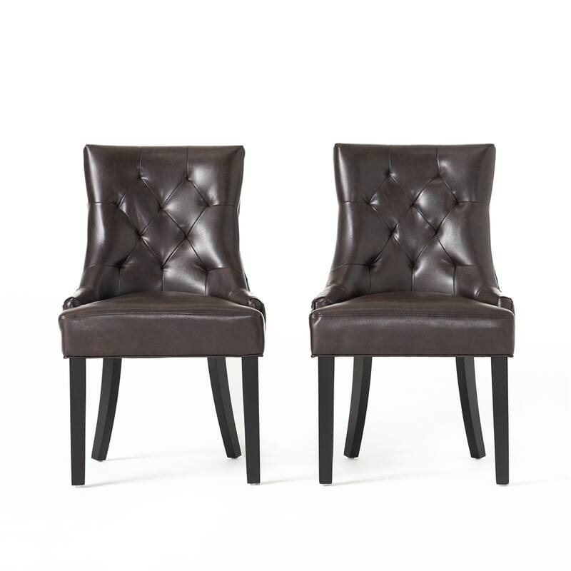 Dining Chairs Set Of 2, Upholstered Kitchen Chairs With Wood Support Legs, Mid Century Modern Upholstered Dining Chairs - Brown
