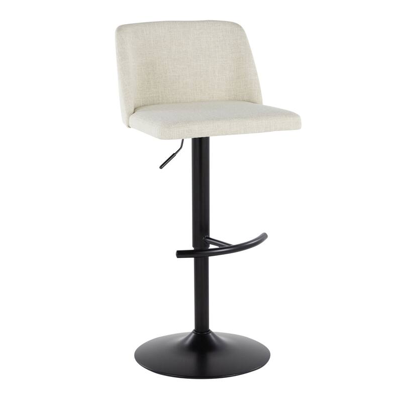 Strick & Bolton Oscar Adjustable Bar Stool with Rounded T Footrest (Set of 2) - Cream Fabric/Black