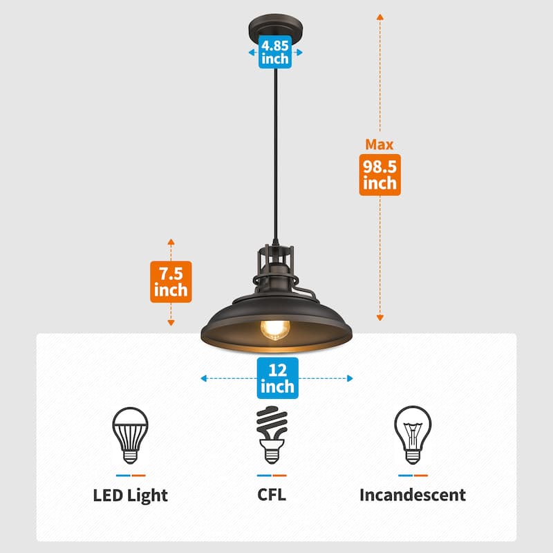 Farmhouse Vintage Barn Pendant Light Oil with Rubbed Bronze Finish