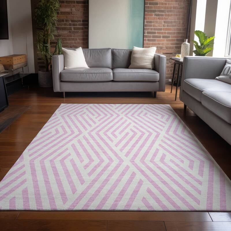 Alnafi Abstract Shapes Weather Resistant Classic Meets Modern Outdoor Rug