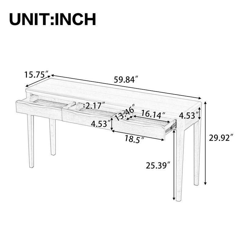 Farmhouse 60" Console Table,Entryway Table with 3 Drawers for Stylish Entryway Organization