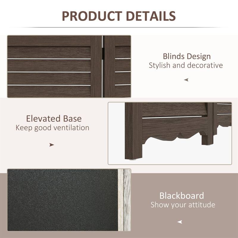 4-Panel Folding Room Divider with Blackboard