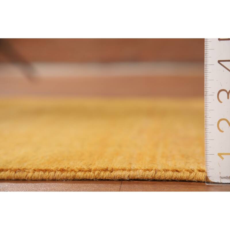 Yellow Modern Gabbeh Oriental Rug Handmade Wool Carpet - 3'2" x 4'8"