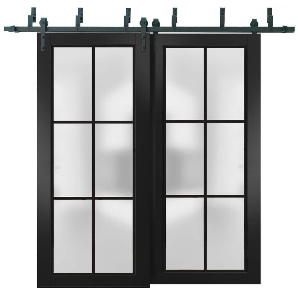Barn Bypass Doors 36 x 80 Planum 2122 Matte Black Sturdy 6.6ft