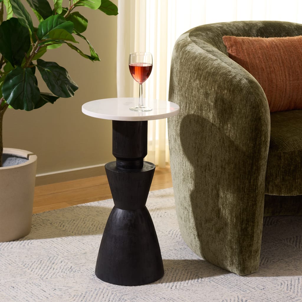 SAFAVIEH Kyla Marble Top Pedestal Accent Table - 12"W x 12"D x 22"H