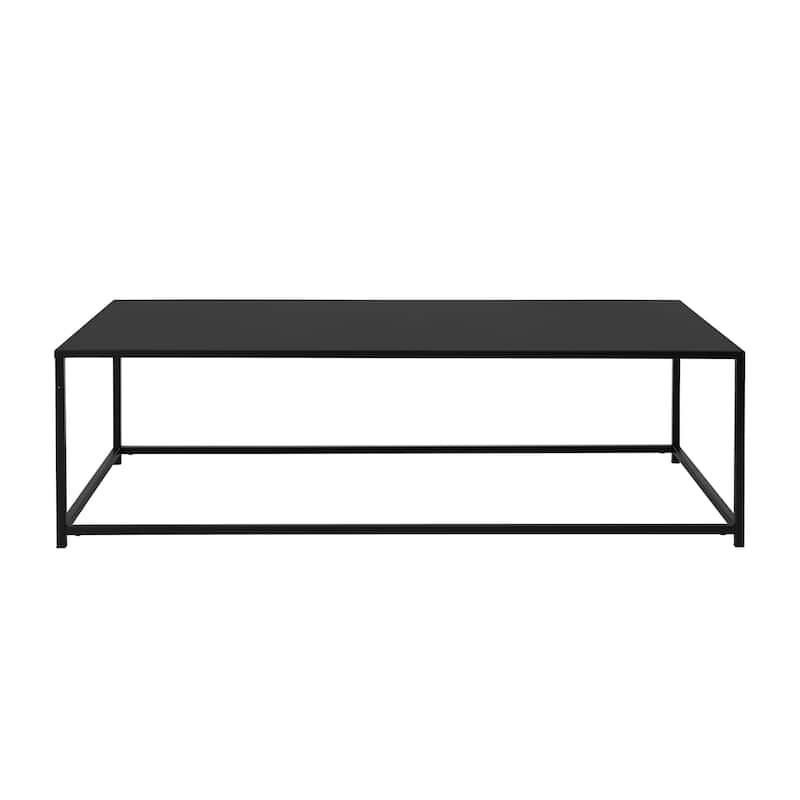 Eme 48 Inch Coffee Table, Rectangular Top, Black Finished Metal Frame