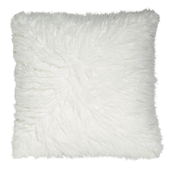 white faux fur lumbar pillow