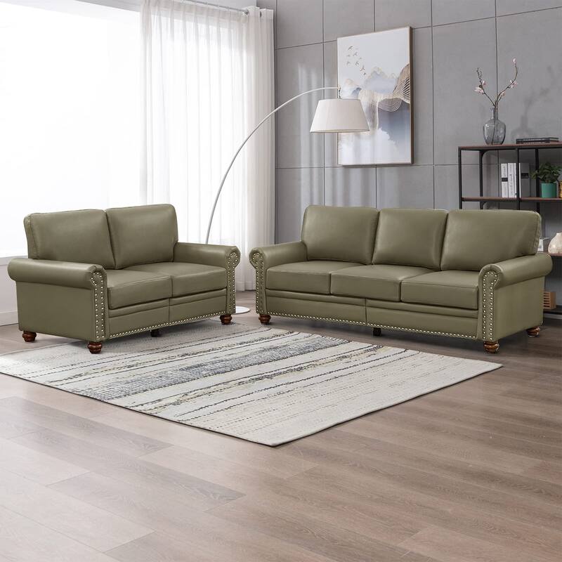 Vintage 2-Piece PU Upholstered Living Room Set