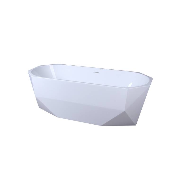 Indigo Home 67 inch Soaking Diamond Style Bathtub in Glossy White