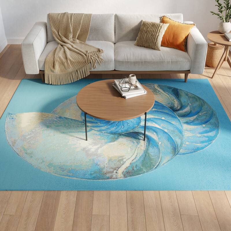 Nourison Color Splash Indoor/Outdoor Blue Graphic Area Rug