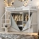 preview thumbnail 20 of 34, 2 Color 70"High Metal Full/Twin Size Loft Bed with Large Wardrobe and Storage Staircase