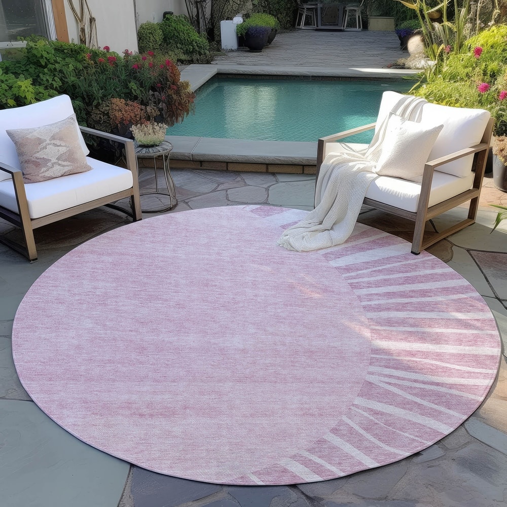 Machine Washable Indoor/ Outdoor Chantille Modern Sunburst Rug