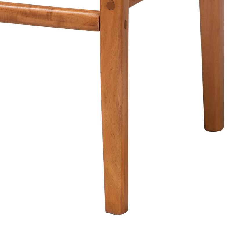 Chatura Natural Rattan and Mahogany Wood Dining Side Chair - Handwoven Wicker Dining Chair with Angled Back