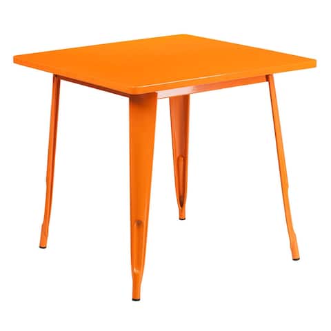 Offex 31.5" Square Orange Metal Indoor Table [OF-ET-CT002-1-OR-GG]