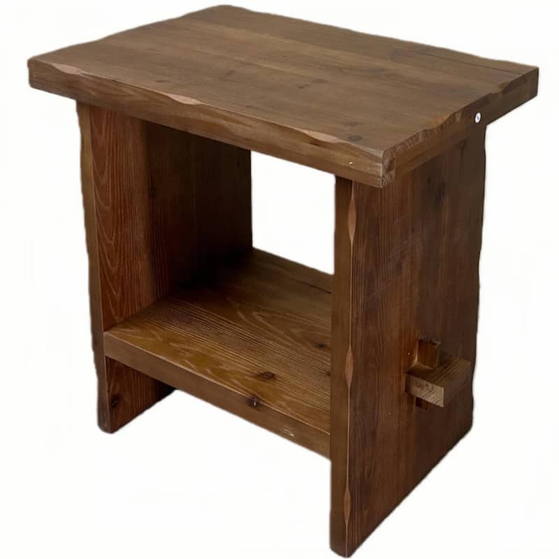 23.62" Solid Wood Farmhouse End Table with Storage - Brown - 1 Pack