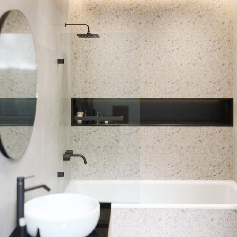 Fine Fixtures Tub Door Pivot Frameless Tempered Glass