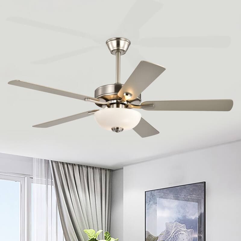 52-in Matte Black/Brushed Nickel/White 5-Blade Indoor Reversible Ceiling Fan with LED Light and Remote Control - 52 inch