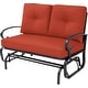 preview thumbnail 27 of 38, Nista 2 Person Outdoor Patio Glider Garden Bench Rocker Chair by Havenside Home Red