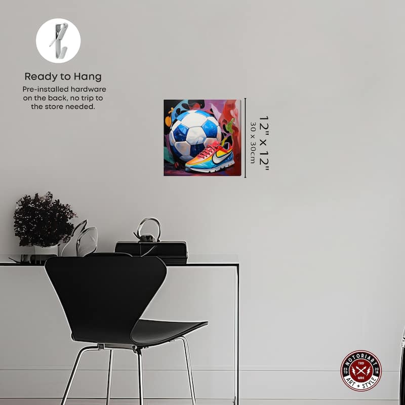 Notoriart Colorful Soccer Sneaker Splash Gallery Wrapped Soccer 1 Piece Canvas Wall Art