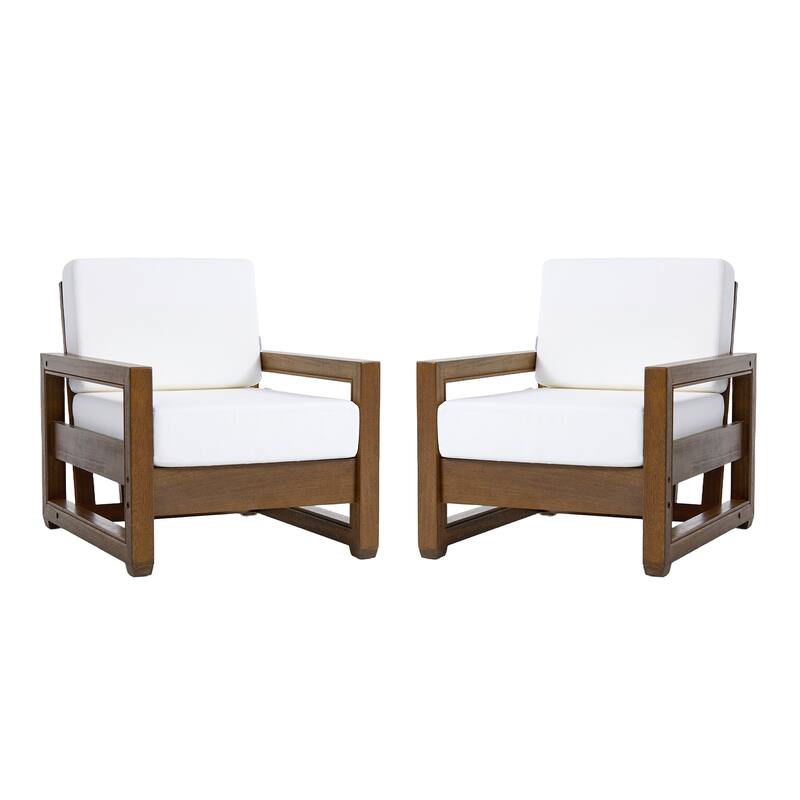 Patio Teak Wood Outdoor Arm Chair with Cushion