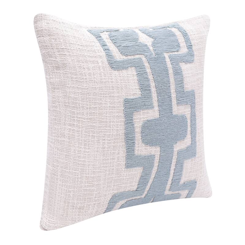 HomeRoots 20" Ocean Blue and Ivory Cotton Throw Pillow