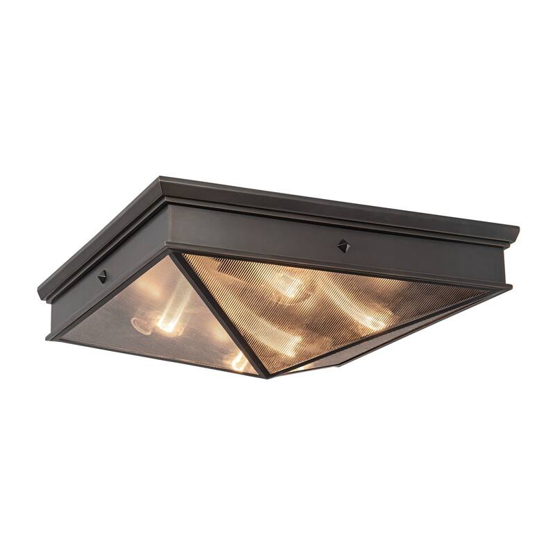 Alora Lighting FM332919 Cairo 4 Light 19" Wide Flush Mount Square - Urban Bronze / Clear Ribbed Glass